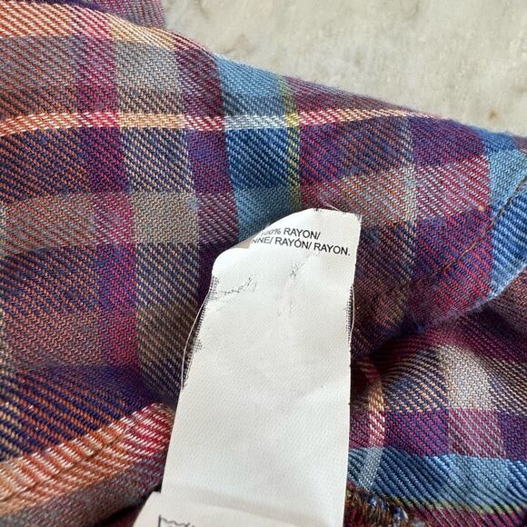 Lucky Brand Blouse Women’s Purple Plaid Button Front Boho Long Sleeve Top size S - Picture 5 of 8